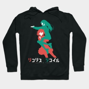 Lycoris recoil chisato and takina anime characters silhouette Hoodie